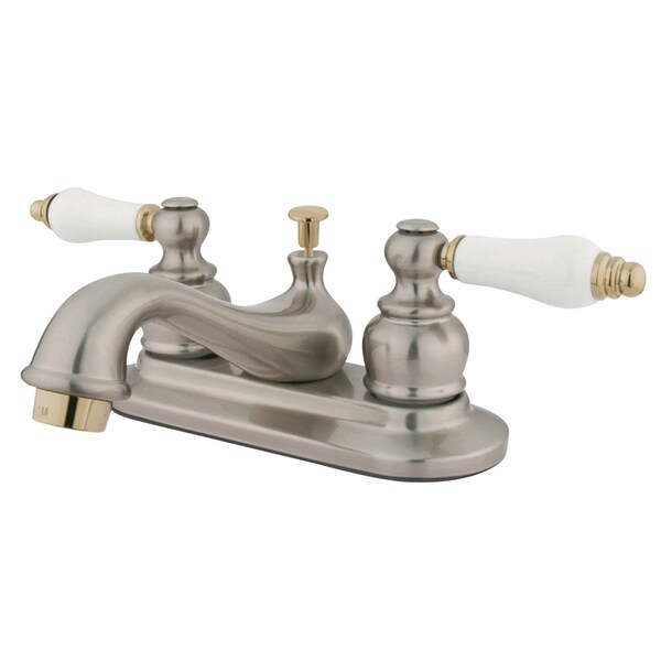 4" Centerset Bathroom Faucet, Brushed Nickel/Polished Brass